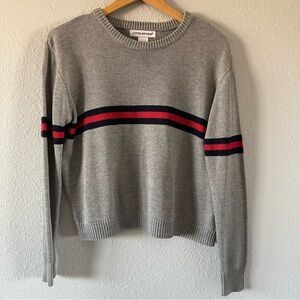 Cotton Emporium Gray Red Navy Stripe 90s Crewneck Sweater Women's Size Medium